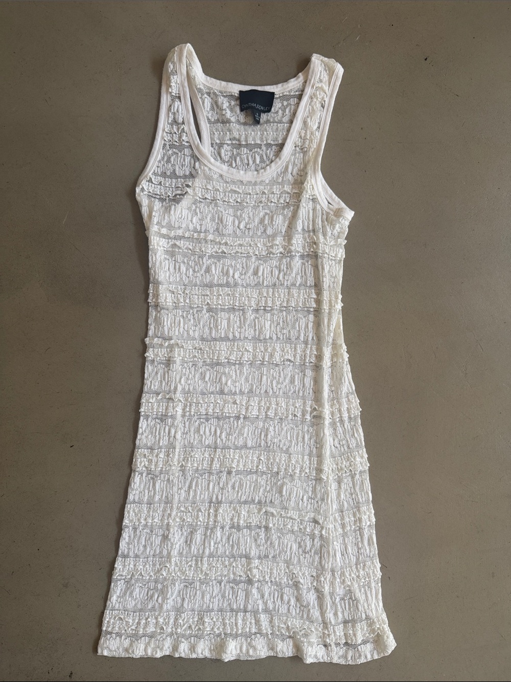 Vintage Cynthia Rowley White Lace Tank Midi Dress